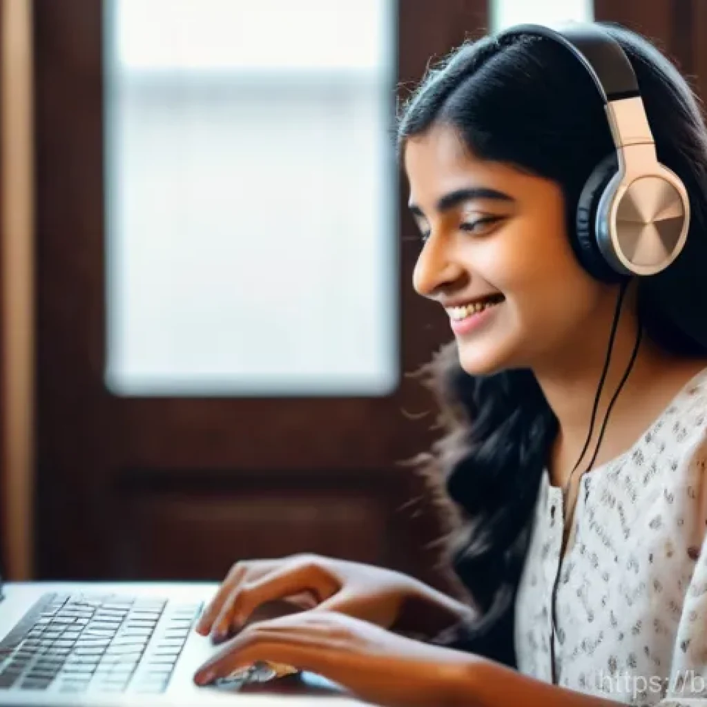 연주가 경력 발전을 위한 온라인 코스 추천 - **Prompt:** "A young Bengali female musician, aged early 20s, with a warm smile, sitting comfortably...